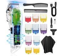 URAQT Cortapelos Hombre, Set de Maquina Cortar Pelo Profesional Eléctrica con 10 Peines-Gu 2 Peine+Capa Peluqueria, USB Maquinilla Cortar Pelo Recargable, Cortadora de Pelo para Familia y Peluquería