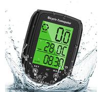 URAQT Cuentakilometros Bicicleta, Velocimetro Bicicleta 19 Funciones, Impermeable Ciclocomputador Bicicleta con Pantalla LED de Retroiluminación y Soporte, Control Tactil, para Speed Track