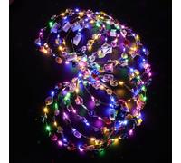 URAQT Diadema de Corona de Flor, 12PCS Diadema LED con Luminosas, Guirnaldas de Flores Led, Festival Accesorios Guirnaldas Intermitentes, Halloween, Navidad, Boda, Fiesta Neón Brillante-A