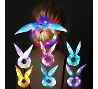 URAQT Diadema de Corona de Flor，6PCS Diadema LED con Luminosas, Coleteros LED para Dama, Coleteros Elásticos Luminosos para Navidad, Fiesta, Bodam, Regalo de Año Nuevo