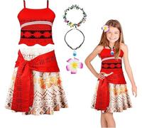 URAQT Disfraz de Sur del Pacífico para Niña, Vestido de Princesa para Niña, Disfraz de Princesa con Collar, Accesorio para Niñas, Disfraces de Carnaval para Fiesta de Cumpleaños, Ropa de Verano, 100CM