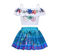 URAQT Disfraz Mirabel, Bañador de Dos Pieza para Niñas Cómodo y Suave, Bañador Niña con Volantes Nina, Disfraz Niña para Playa Piscina Natación Nadar Hawai Vacaciones Deporte Acuáticos, Verde, 120cm