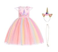 URAQT Disfraz Unicornio Princesa con Vestidos, Diadema y Collar, para Diario o Cosplay, para Carnaval Fiesta Boda, 100cm