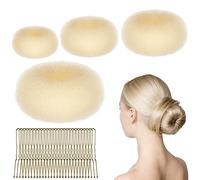 URAQT Donut Moño De Pelo, 4PC Donut de Pelo, Accesorios de Peinado Kit con 30 Horquillas en Forma de U, Fabricante De Panecillos De Pelo para Bailarines Niñas y Mujeres, Peinado DIY(Blanquecino)