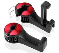 URAQT Ganchos para Reposacabezas de Coche, 2 PCS Rojo Gancho Oculto Reposacabezas Automóvil, 2 en 1 Gancho para Reposacabezas con Soporte para Teléfono para Bolso, Monedero, Alimentos, Compras