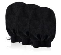 URAQT Guante Exfoliante Corporal, 3pcs Manoplas Exfoliantes con 150D, Guante Crin Ducha Unisex, Exfoliante Ducha en Belleza para Limpiar Euerpo, color negro