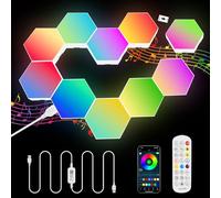 URAQT Hexagonal LED Pared Luces 10pcs RGB Gaming Panel, 16 Millones Colores Paneles LED Hexagonal, Sincronización de Música Hexagonales Gamer Habitacion Pared Decoracion Lampara Smart App