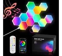 URAQT Hexagonal LED Pared Luces 12pcs RGB Gaming Panel, 16 Millones Colores Paneles LED Hexagonal, Sincronización de Música Hexagonales Gamer Habitacion Pared Decoracion Lampara Smart App