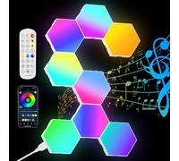 URAQT Hexagonal LED Pared Luces 8pcs RGB Gaming Panel, 16 Millones Colores Paneles LED Hexagonal, Sincronización de Música Hexagonales Gamer Habitacion Pared Decoracion Lampara Smart App