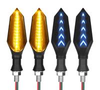 URAQT Intermitentes Moto, 4 PCS 12V Universal Intermitentes Led, Luces de Señal de Vuelta Indicadores de Giro Impermeable, Universal Ámbar + Azul Intermitentes LED para Moto
