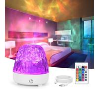 URAQT Lámpara de Onda de Agua, Ondas de Agua Proyector Estrellas 4 Modos 16 Colores, Atenuación Táctil, con Control Remoto, Proyector Galaxia para Decoración De Dormitorio, Sala (Tipo de Carga)