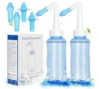 URAQT Lavado Nasal Adulto, 2pcs Irrigador Nasal de 300ml, Neti Pot con Sal Nasal y Termómetro Pegatina, Limpiador Nasal Niños Adulto para Alivio Congestión Nasal y Limpieza Nasal