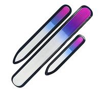 URAQT Lima de Uñas de Cristal, 3 Piezas Dobladas, Estuche Protector Incluido, Ideal para Uñas Naturales y Acrílicas