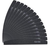 URAQT Limas de Uñas Profesionales 16pcs, Lima Uñas Gel 100/180, Limas para Uñas de Doble Cara Set Gel Acrílico Limas, Herramientas de Cuidado de Mascotas para Uso Doméstico y Salón (Arqueado-Negro)