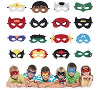 URAQT - Máscara de superhéroes, 16 unidades para niños para disfraz, ideal para fiestas de cumpleaños, Halloween