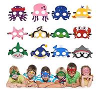 URAQT Mascaras Animales Marinos, 12pcs Mascaras Cumpleaños Infantil de Dibujos Animados, Caretas Animales de Fieltro, Máscaras Niños para Halloween Cosplay Fiesta, Regalos para Cumpleaños Infantiles