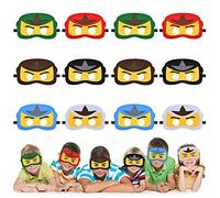 URAQT Mascaras Superheroes Niños, 12pcs Máscaras para Niños de Dibujos Animados con Cuerda Elástica, Mascaras de Disfraz Superheroe Niño de Fieltro, Mascara Halloween Niños de Cosplay, Fiesta, Navidad