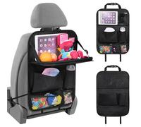 URAQT Organizador Asiento Coche,1pcs,con 6 Bolsillos,Bandeja Mesa Plegablel,Resistente al Agua Tejido Oxford, Protector Asiento Coche Respaldo,para iPad Tablet Juguetes Libros Botellas