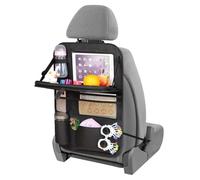 URAQT Organizador Asiento Coche, Protectores de Asiento para Coche con 8 Bolsillos, 41x62cm Organizador Asiento Trasero Niños con Mesa plegable y Sostenedor de Tablet para Juguetes Libros (negro)