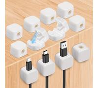 URAQT Organizadores de Cables, 12 Pcs Clips de Soporte de Cable con Magnético Duraderos, Organizador de Cables Autoadhesivo Hogar USB Cargador Oficina y Coche, Blanco…
