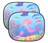 URAQT Parasol Coche Bebe,2PS, Parasol de Coche, 44x36CM, Sirena | Parasoles Autoadhesivos con Protección UV Certificada, Parasol Lateral Ventana Coche para Proteger Bebés Mascotas