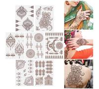 URAQT Pegatinas Tatuajes Temporales Mujer Niñas, 7 Hojas Tatuajes Temporales Adultos Mujer Marrón Rojo, Tatuajes Falsos Festival para Adultos Cuerpo Antebrazo Hombro Cuello