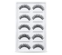 URAQT Pestañas Postizas, 5 pares de Pestañas de Aspecto Natural 3D, Paquete de Pestañas Suaves Reutilizables Hechas a Mano para Extensión de Pestañas de Maquillaje (Aspecto natural)