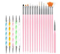 URAQT Pinceles para Uñas, 20Pcs Set de Nail Art Cepillo, Profesional Nail Acrilicas para Art Cepillo, Moda Manicura de Pinceles para Uso Diseñol y Bricolaje