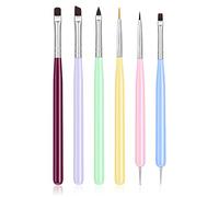 URAQT Pinceles para Uñas, 6Pcs Set de Nail Art Cepillo, Profesional Nail Acrilicas para Art Cepillo, Moda Manicura de Pinceles para Uso Diseñol y Bricolaje (Macarrón)
