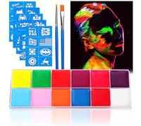 URAQT Pintacaras Infantil, 12 Colores UV Fluorescente Pintura Cara Niños Hipoalergenica, Neon Pintura Facial y Corporal Seguridad No Tóxica, Maquillaje para Niñas Halloween Festival Fiesta Cosplay