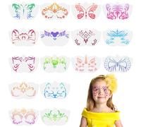 URAQT Plantilla de Pinturas Cara, 16 Plantillas para Pintura Facial para Niños Adulto, Plantillas para Pintura Corporal Reutilizables para Halloween Fiestas Maquillaje Navidad Carnaval (Corona, C1)