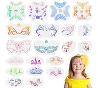 URAQT Plantilla de Pinturas Cara, 20 Plantillas para Pintura Facial para Niños Adulto, Plantillas para Pintura Corporal Reutilizables para Halloween Fiestas de Maquillaje Carnaval Navidad