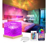 URAQT Proyector Estrella, Luz Nocturna de Cristal 16 Colores 30 Modos de Iluminación LED Cristal Luz, 1200mAh Recargable Luz Nocturna con Control Remoto Luz Onda Control de Operación de la Aplicación