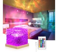 URAQT Proyector Estrella, Luz Nocturna Ondulada de Agua 30 Modos 16 Colores, Proyector de Rotating Water Wave Lamp Projector Para Dormitorio Lámparas Ambiente con Control Táctil y Control Remoto