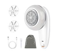 URAQT Quitapelusas Eléctrico, Portátil de Quita Pelusas Ropa Electrico, Recargable USB con Cuchilla de Repuesto y Cepillo de Limpieza, para Bobbles Pilling Fuzz Fluff Eliminando, Plata