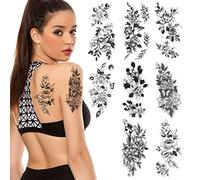 URAQT Tatuajes Temporales Adultos, 8 Hojas Largo Calcomanias Tatuajes de Flores , Tatoos para Niños Impermeables, Pegatinas Hombre y Mujer para Halloween Navidad