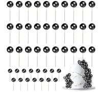 URAQT Topper Cake Bola, 45 Piezas Decoración Tarta de Bola, Mini Globo Palo Pastel, Bolas Palos Tarta para Cumpleaños Fiesta Boda, Palitos para Decoración de Tartas,A Negro