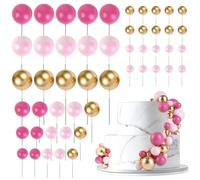 URAQT Topper Cake Bola, 50 Piezas Decoración Tarta de Bola, Mini Globo Palo Pastel, Bolas Palos Tarta para Cumpleaños Fiesta Boda, Palitos para Decoración de Tartas, B-2
