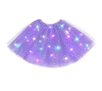 URAQT Tutu Mujer LED Luces de Colores, Tutu Falda Mujer Lentejuelas Estrellas, Tutú para Mujer, Falda De Baile De Estrella De Lentejuelas para Danza Fiesta y Halloween Disfraz(Morado Claro)