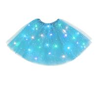 URAQT Tutu Mujer LED Luces de Colores, Tutu Falda Mujer Lentejuelas Estrellas, Tutú para Mujer, Falda De Baile De Estrella De Lentejuelas para Danza Fiesta y Halloween Disfraz(Lago azul)