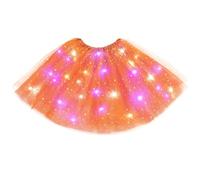 URAQT Tutu Mujer LED Luces de Colores, Tutu Falda Mujer Lentejuelas Estrellas, Tutú para Mujer, Falda De Baile De Estrella De Lentejuelas para Danza Fiesta y Halloween Disfraz(Naranja)