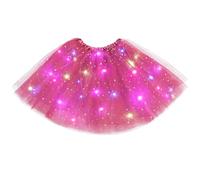 URAQT Tutu Mujer LED Luces de Colores, Tutu Falda Mujer Lentejuelas Estrellas, Tutú para Mujer, Falda De Baile De Estrella De Lentejuelas para Danza Fiesta y Halloween Disfraz(Rojo Rosa)