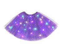 URAQT Tutu Mujer LED Luces de Colores, Tutu Falda Mujer Lentejuelas Estrellas, Tutú para Mujer, Falda De Baile De Estrella De Lentejuelas para Danza Fiesta y Halloween Disfraz(Morado Oscuro)