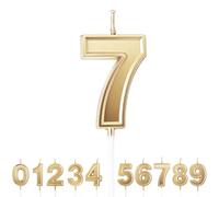 URAQT Velas Cumpleaños Originales, Velas Cumpleaños Divertidas, Velas de Pastel Cumpleaños, Velas Doradas para Cumpleaños, Aniversario, Fiesta Temática, Número 0-9 para Elegir