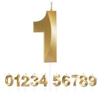 URAQT - Velas numéricas de cumpleaños, color dorado y número de velas adecuadas para cumpleaños, aniversarios de boda, ceremonias de graduación, fiesta (7 cm, número 1)