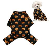 URATOT Pijama de Halloween para mascotas para perros, disfraz de calabaza, disfraz de perro, ropa de perro negro, suave y transpirable (S)