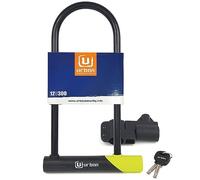 URBAN 12U300 Candado Bicicleta U, Alta Seguridad, Ligero y Amplia Horquilla ø15 Acero Endurecido de Doble Bloqueo, Cerradura Anti-Ganzúa, Soporte Fácil Transporte, Antirrobo Universal Bici Patinete
