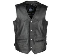 URBAN 5884 Chaleco de Cuero Genuino para Hombre estilo Biker, Chaleco de Piel de Motociclista, Cuero ovino Suave, Chaleco con cierre de Botón, Negro, 5XL