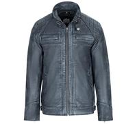 URBAN 5884 Chaqueta de cuero para hombre, SKIMO, Piel de Oveja Genuina, Cazadora Piel Hombre Estilo Motero, 8 bolsillos, Hecha a Mano, Suave y Duradera, Denim, XL