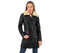 URBAN 5884 Chaqueta de Cuero para Mujer, MILOU, Abrigo de Piel de Cordero Auténtica, Chaqueta de Invierno Suave al Tacto, Negro, XL